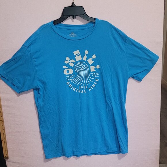 T-Shirt O'NEILL Lrg Turq Blue Short Sleeve "Original Since 1952" Wave Graphic - Picture 1 of 11